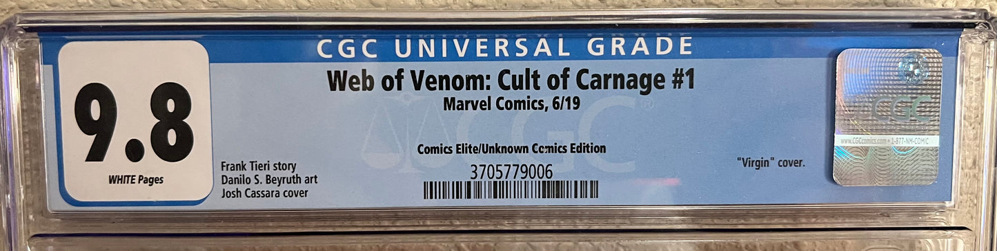 Web of Venom Cult of Carnage #1 Comics Elite Cassara Virgin Variant Marvel 9.8
