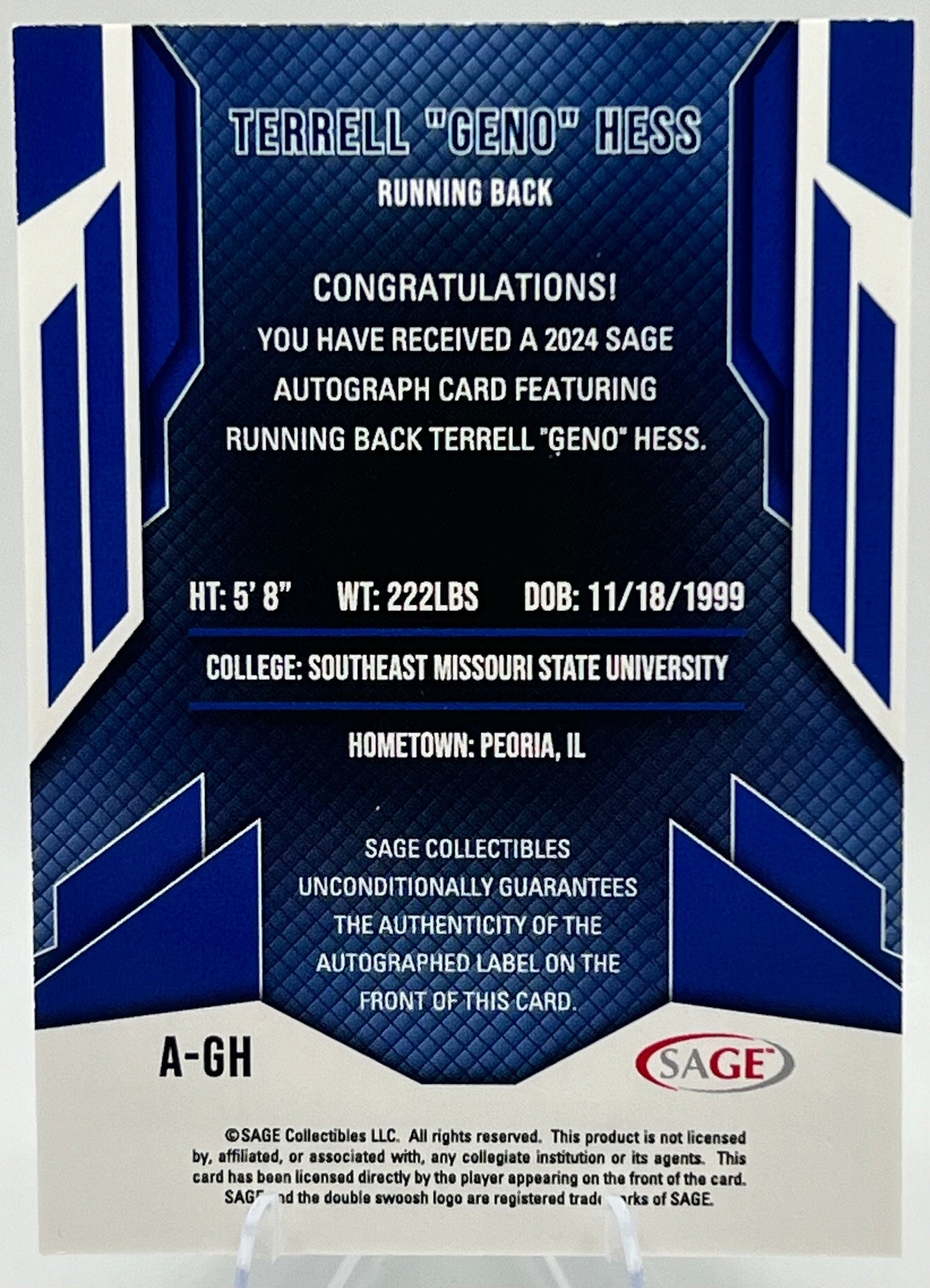 2024 Sage Terrell "Geno" Hess Auto #A-GH