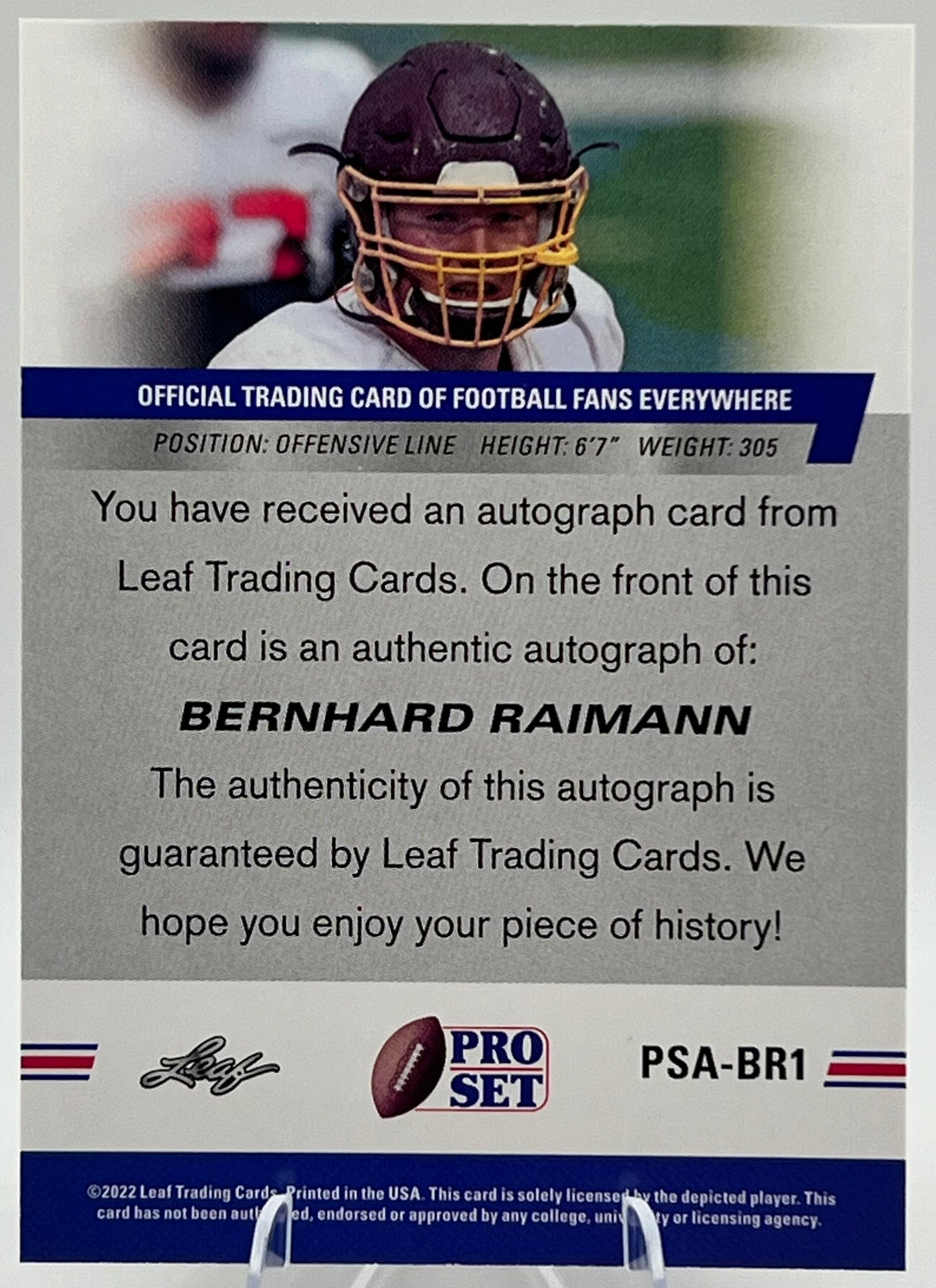 2022 Leaf Pro Set Red Bernhard Raimann Autograph Rookie
