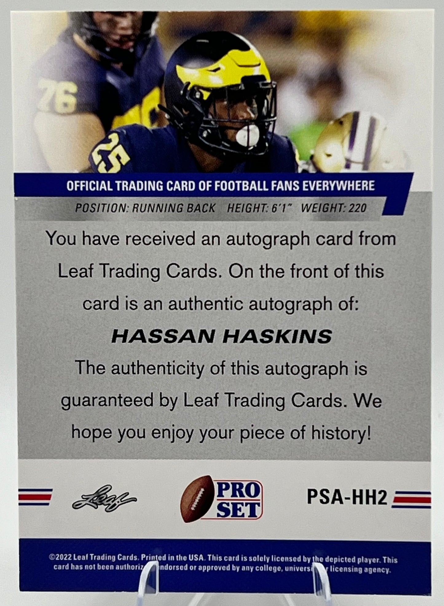 2022 Leaf Pro Set #PSA-HH2 Hassan Haskins Auto