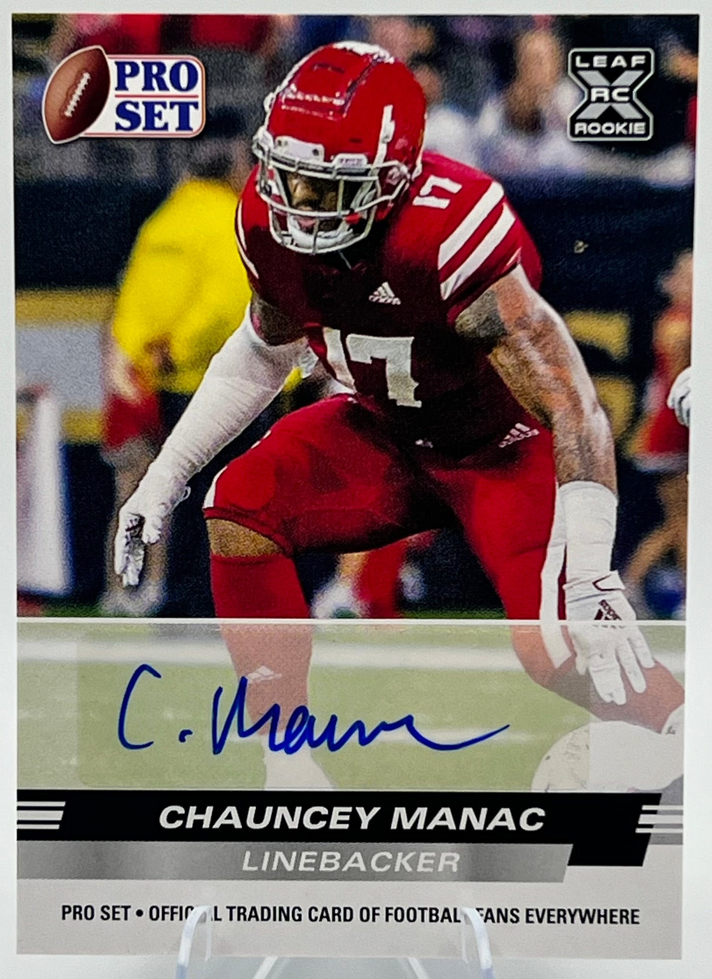 2022 Leaf Pro Set Chauncey Manac Rookie Auto Football Card