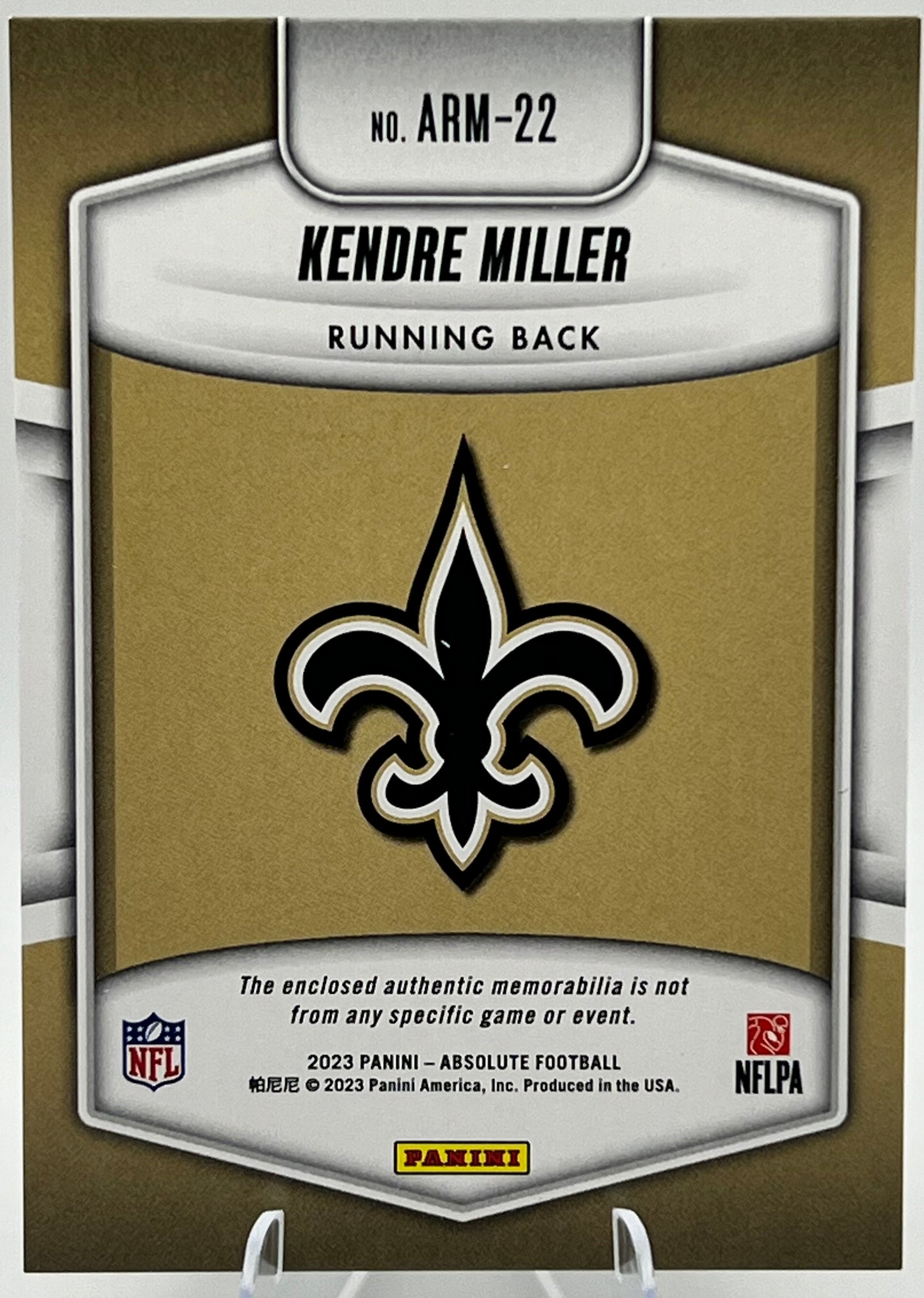 2023 Panini Absolute Patch Kendre Miller Football Card