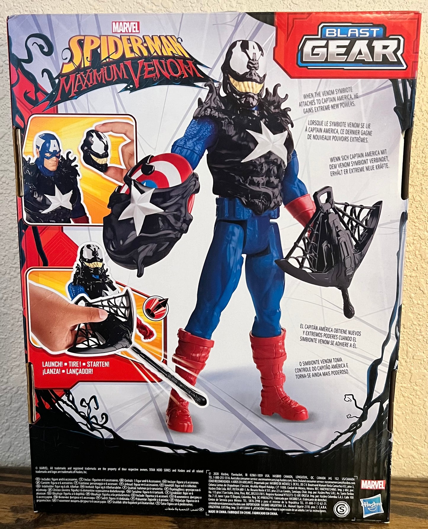 12" Marvel Spider-Man Maximum Venomized Captain America Blast Gear Titan Hero Series Action Figure