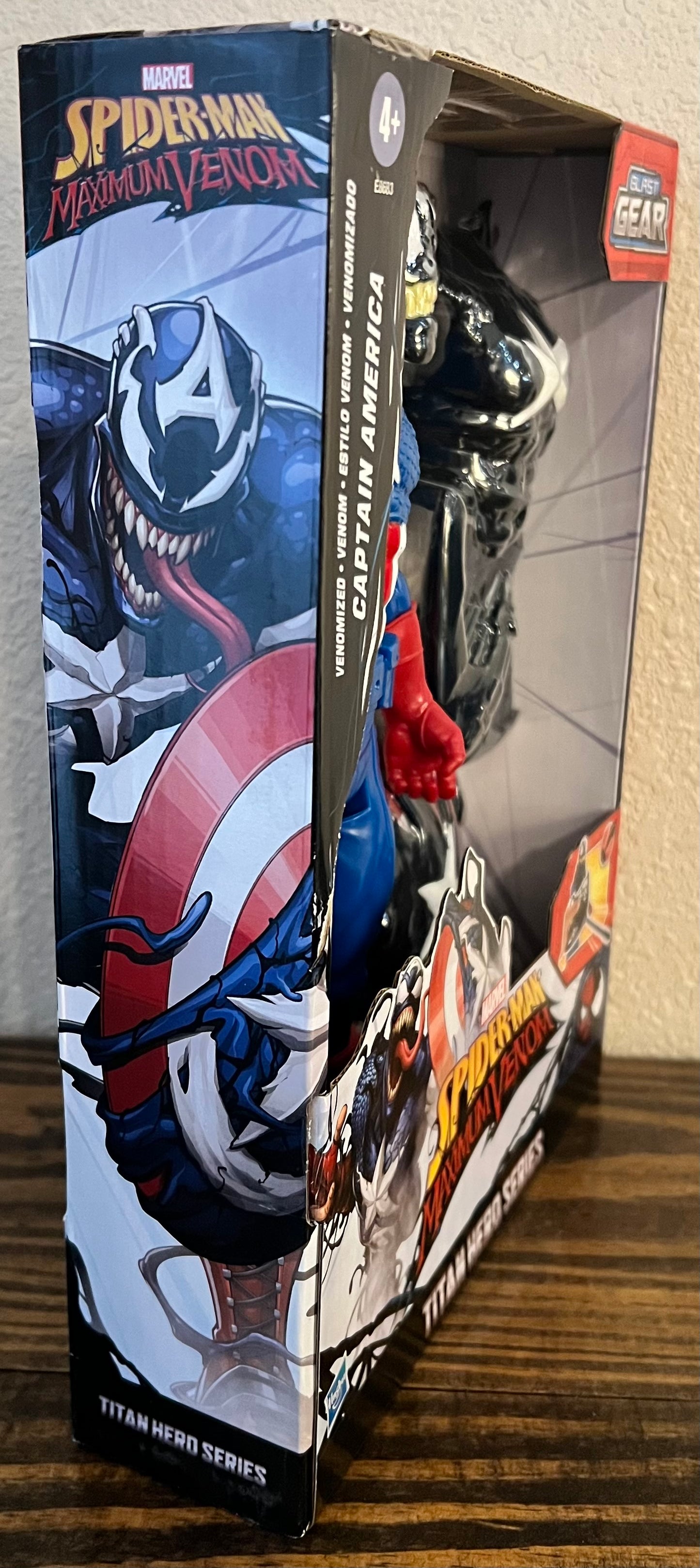 12" Marvel Spider-Man Maximum Venomized Captain America Blast Gear Titan Hero Series Action Figure