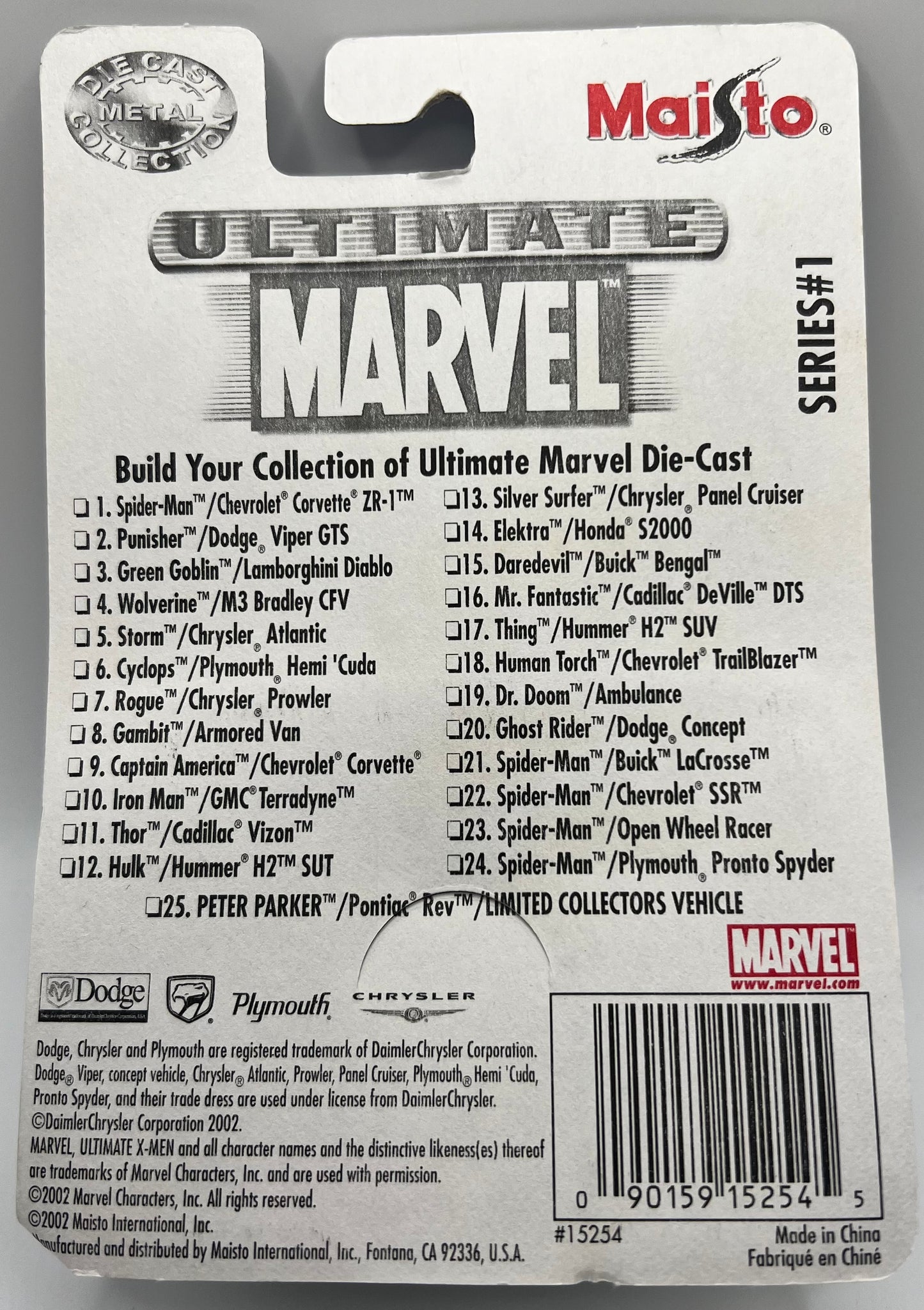 Ultimate Marvel Die-Cast Punisher Dodge Viper GT2