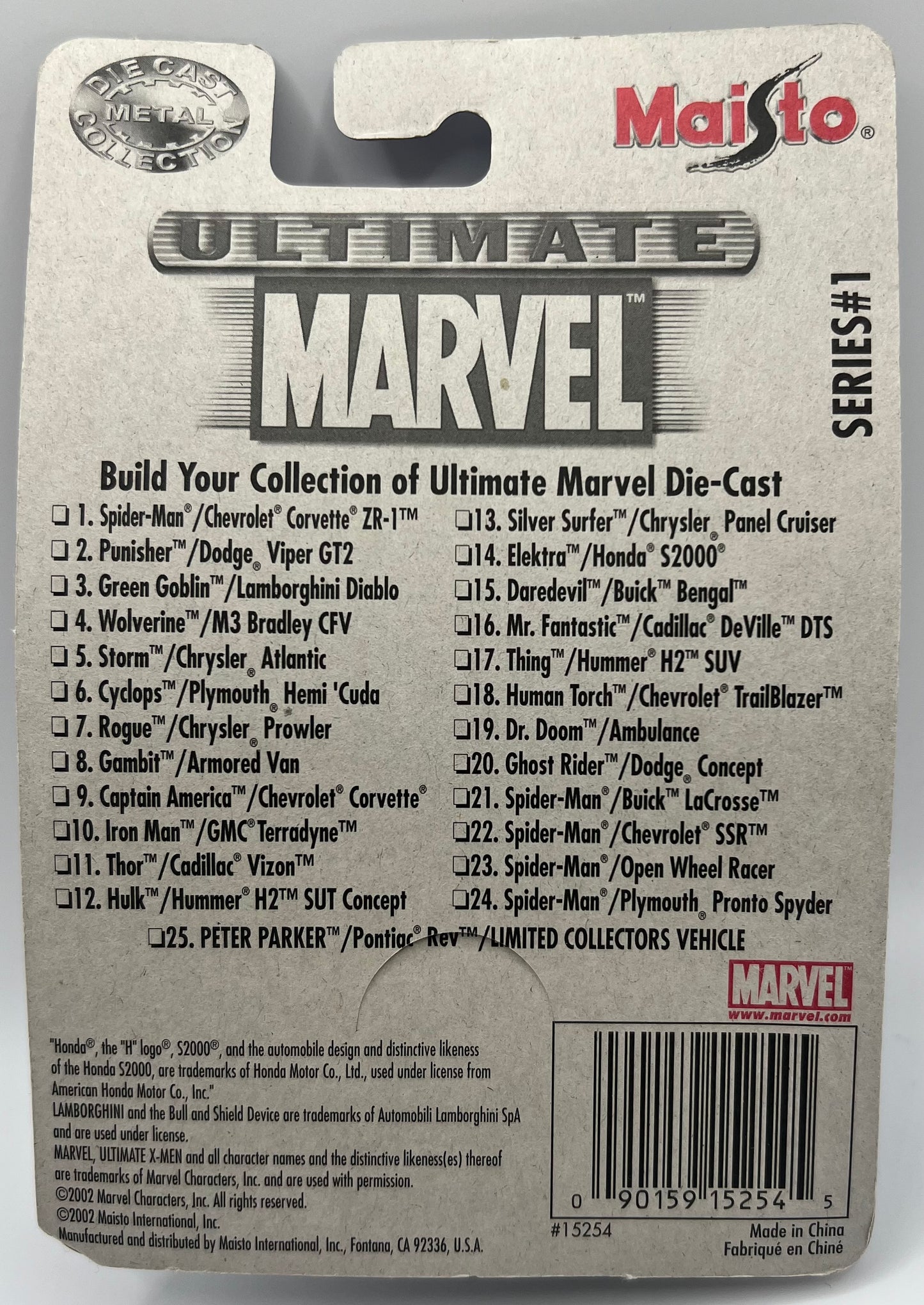 Maisto Ultimate Marvel Die Cast Collection 2003 Spider-Man Open Wheel Racer Indy