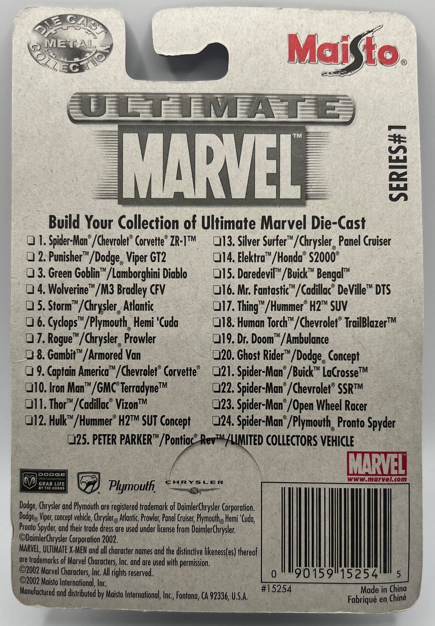 Maisto Ultimate Marvel Die-Cast Silver Surfer Chrysler Panel Cruiser