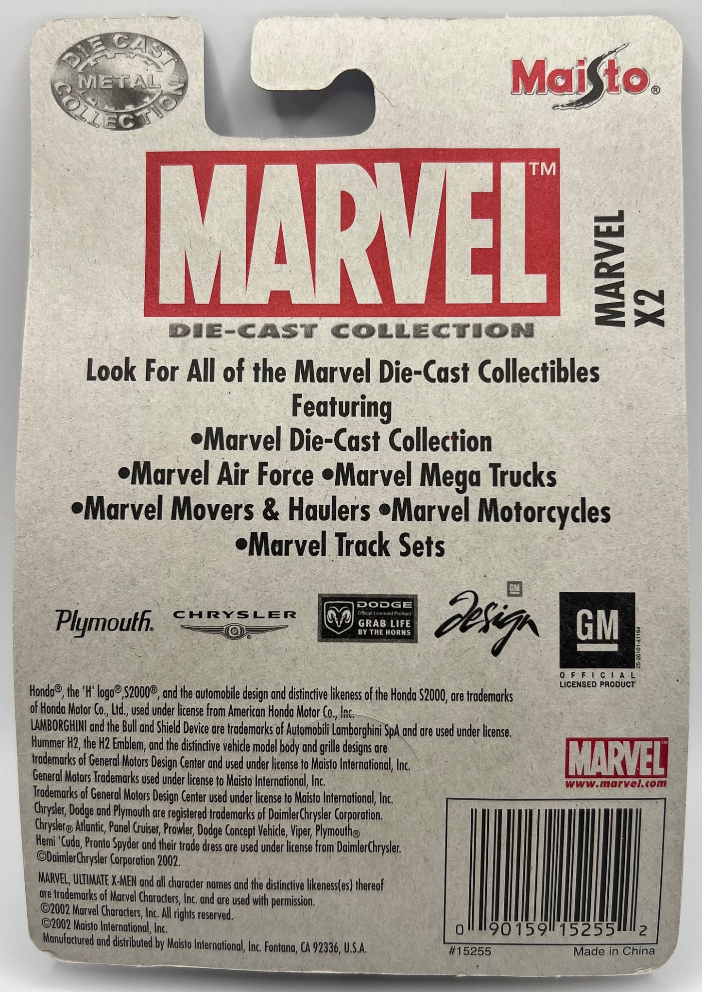 2002 Maisto Marvel Die-cast Collection Marvel X2 Elektra/Daredevil Rare