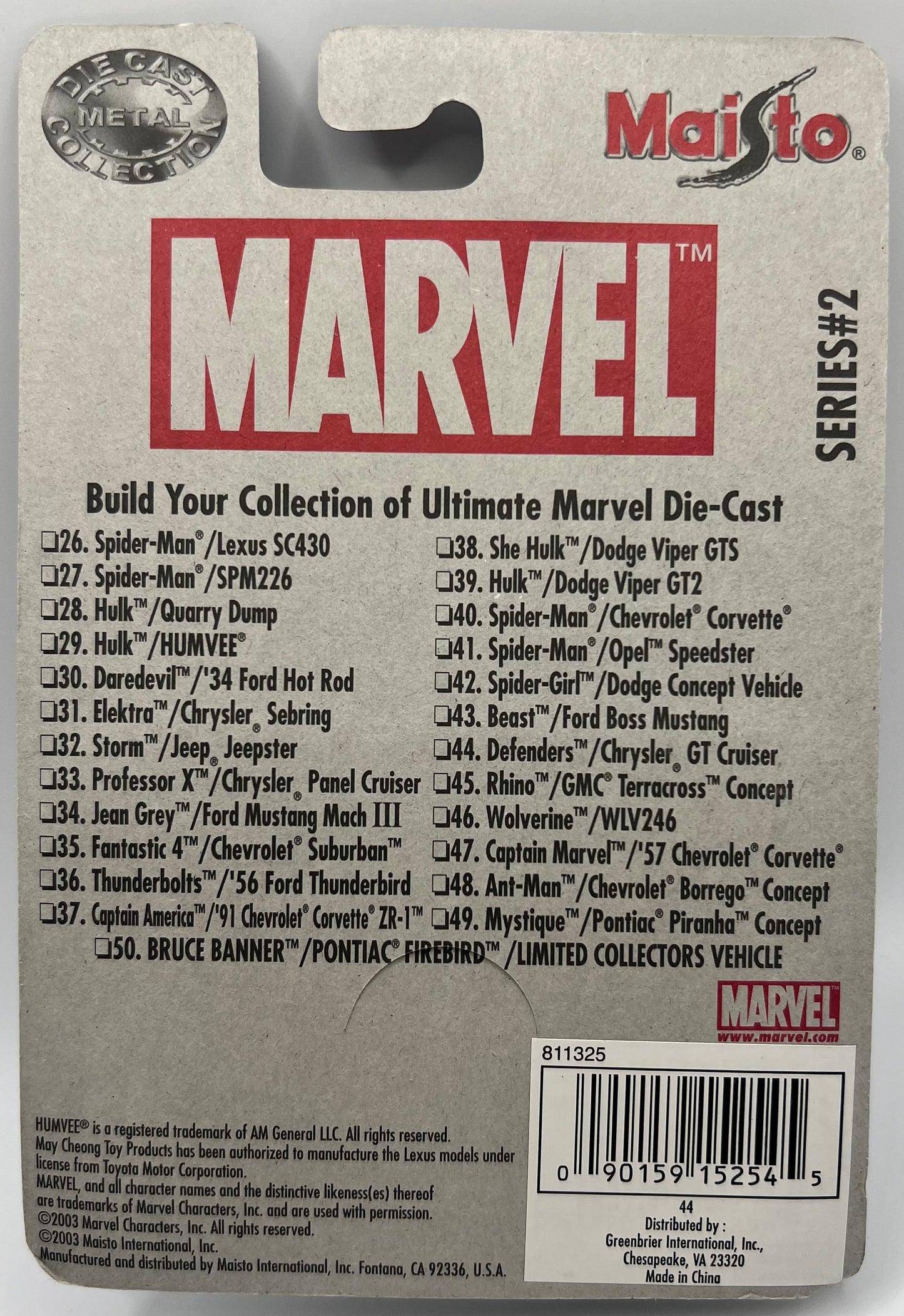 Marvel Die-Cast Collection Wolverine WLV246 Car