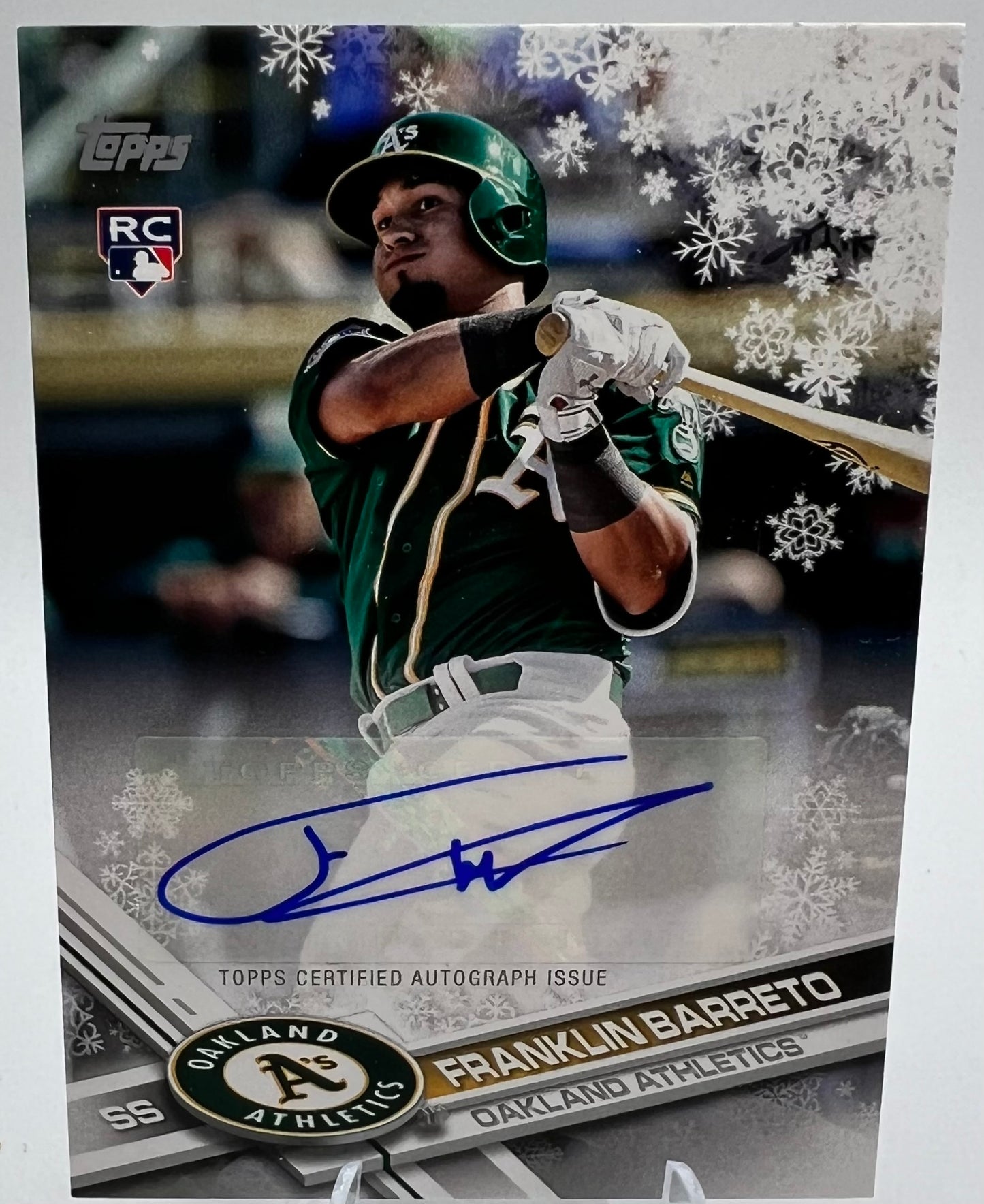 2017 Topps Walmart Holiday Snowflake Franklin Barreto Auto Baseball Card