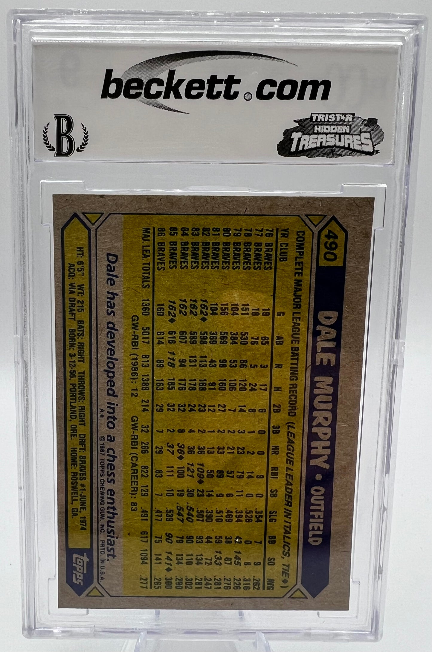 1987 Topps Dale Murphy Baseball Card Graded 9