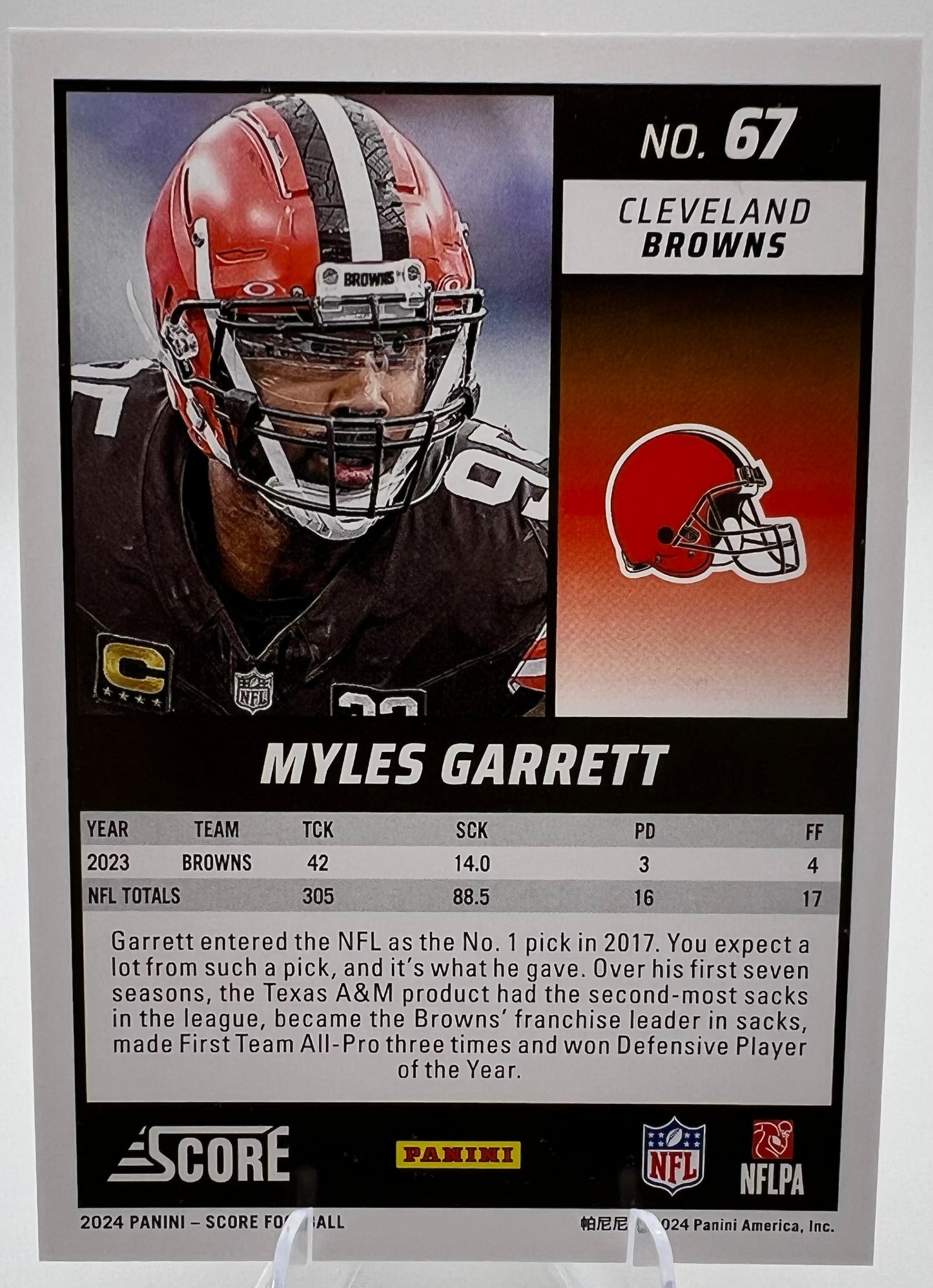 2024 Panini Score Myles Garrett #67 Football Card