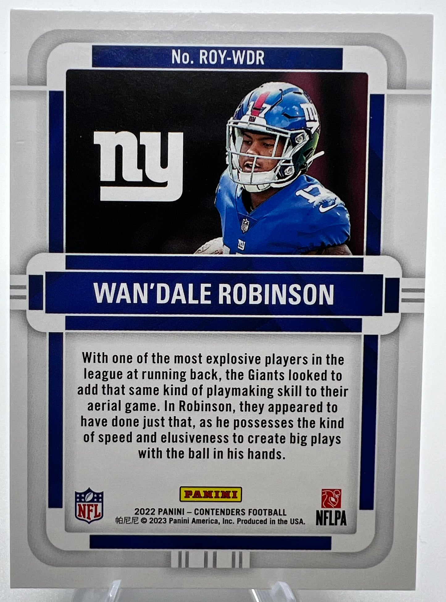 2022 Panini Contenders Rookie of the Year Wan'Dale Robinson Football Card #ROY-WDR