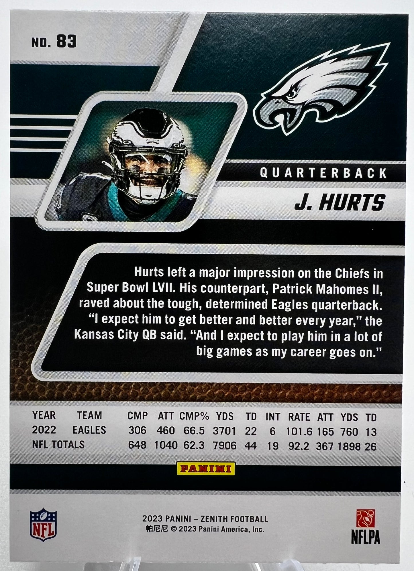 2023 Panini Jalen Hurts Football Card #83