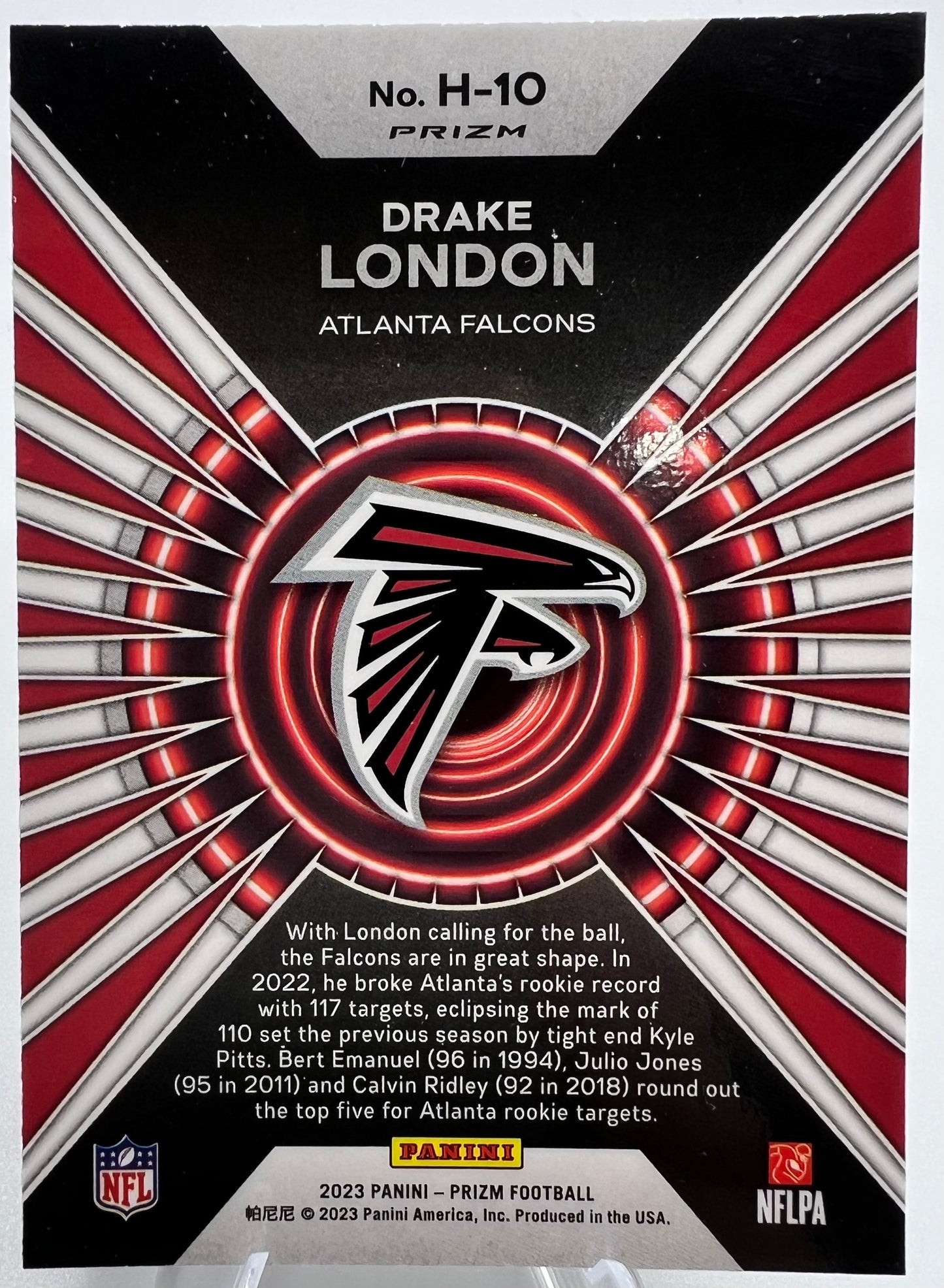 2023 Panini Prizm Football Card Drake London Hype Green Prizm #H-10
