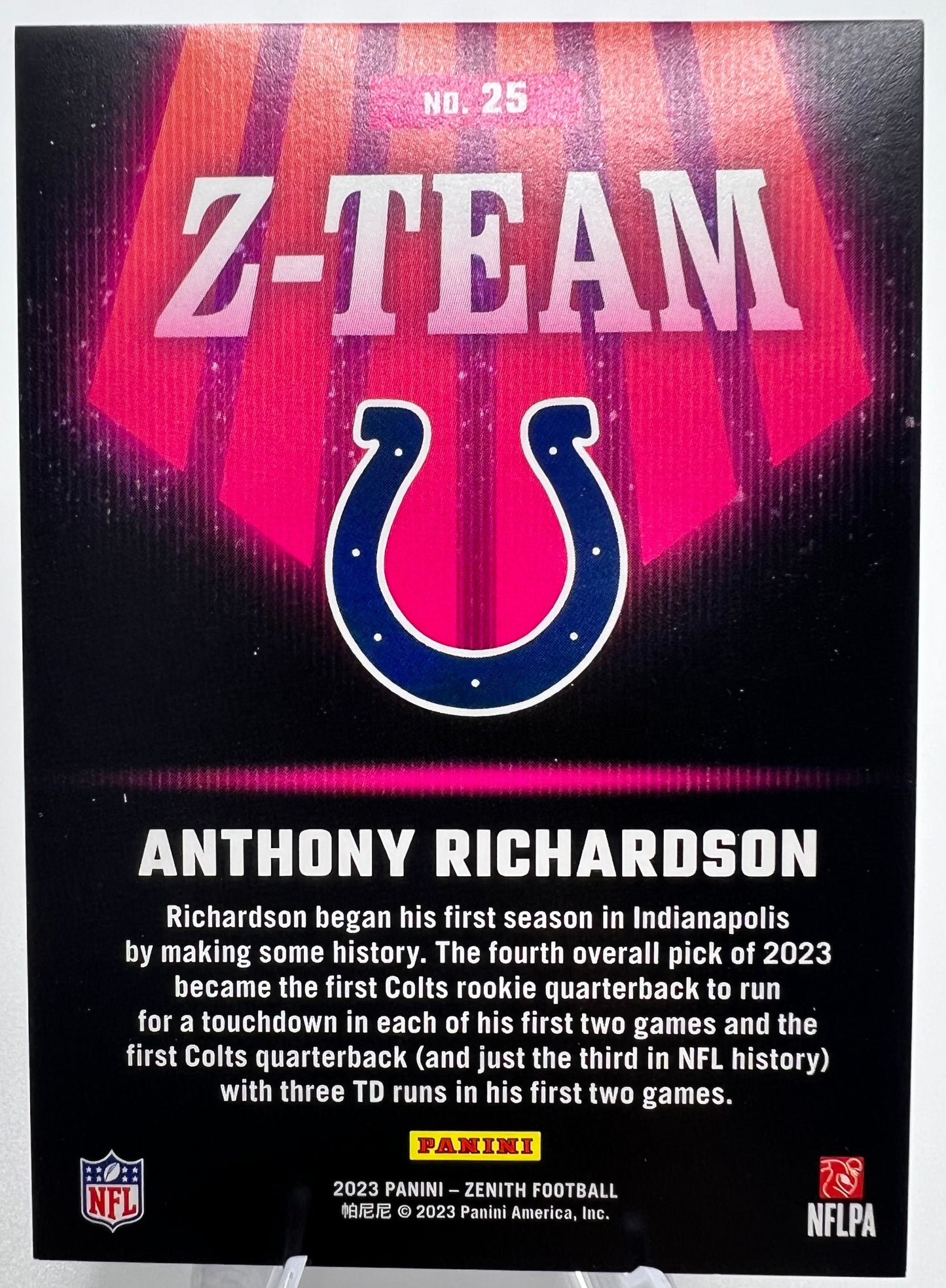 2023 Panini Zenith - Z-Team #25 Anthony Richardson (RC)