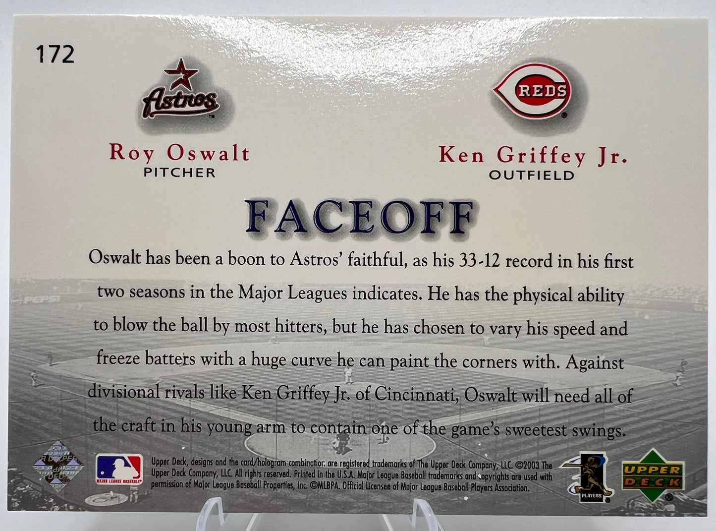 2003 Upper Deck Game Face Face Off Roy Oswalt/ Ken Griffey Jr Baseball Card