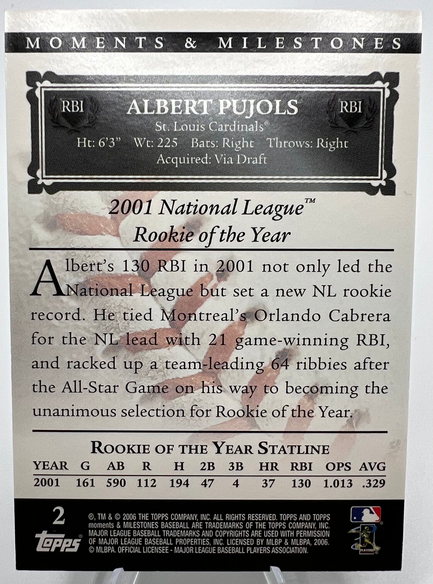 2006 Topps Moments & Milestones Albert Pujols #6/29 Baseball Card