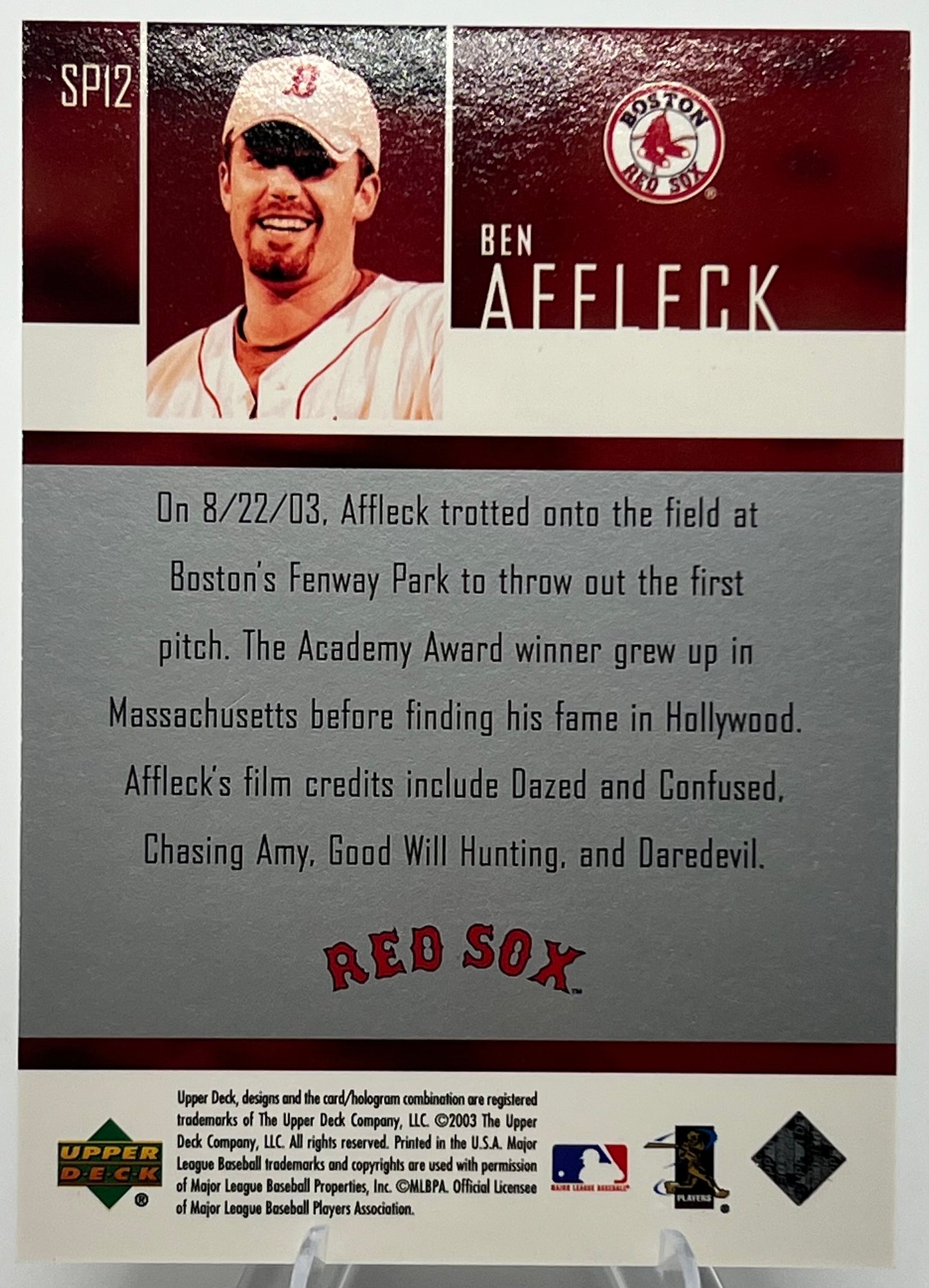 2003 Upper Deck First Pitch Ben Affleck Baseball Card