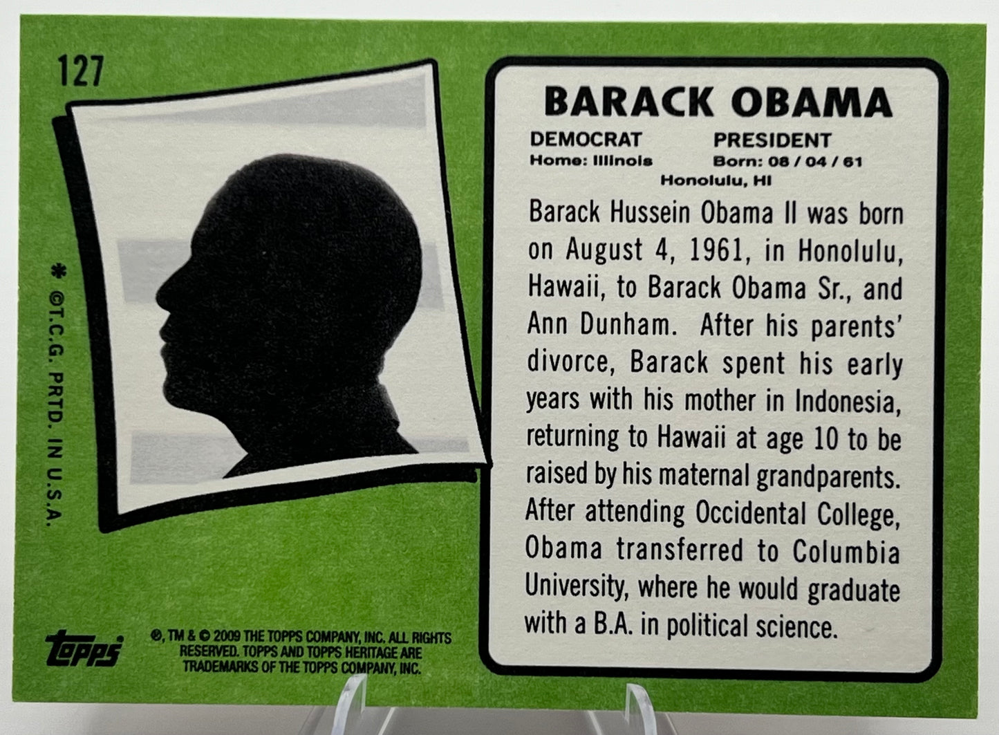 2009 Topps American Heritage Barack Obama 2008 Election Collection Baseball Card