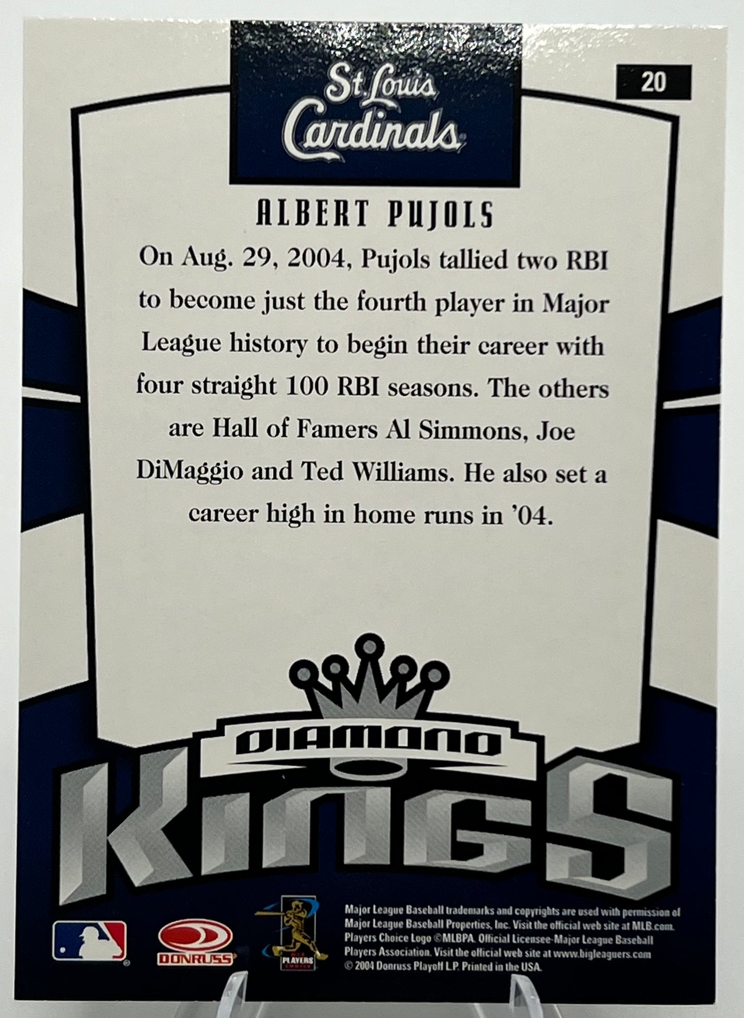 2005 Donruss Diamond Kings Albert Pujols Baseball Card