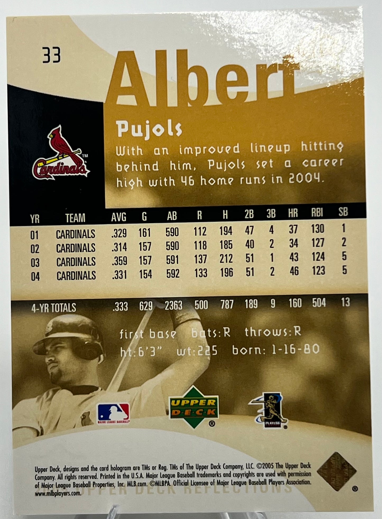 2005 Upper Deck Reflections Albert Pujols Baseball Card #33
