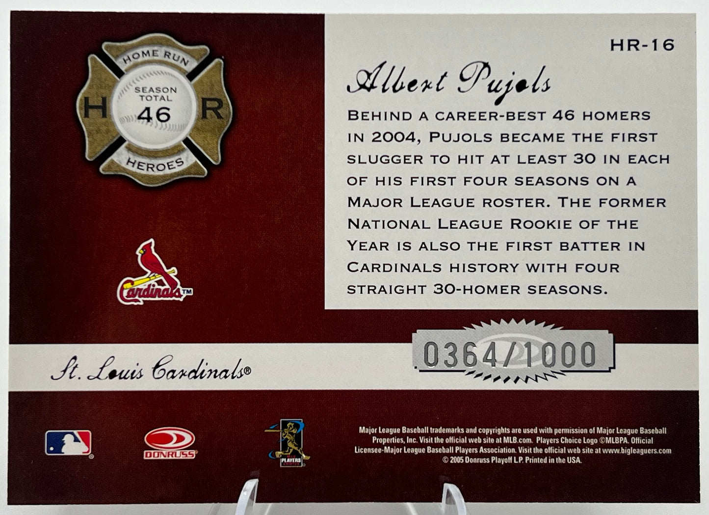2005 Donruss Classics Home Run Heroes Albert Heroes