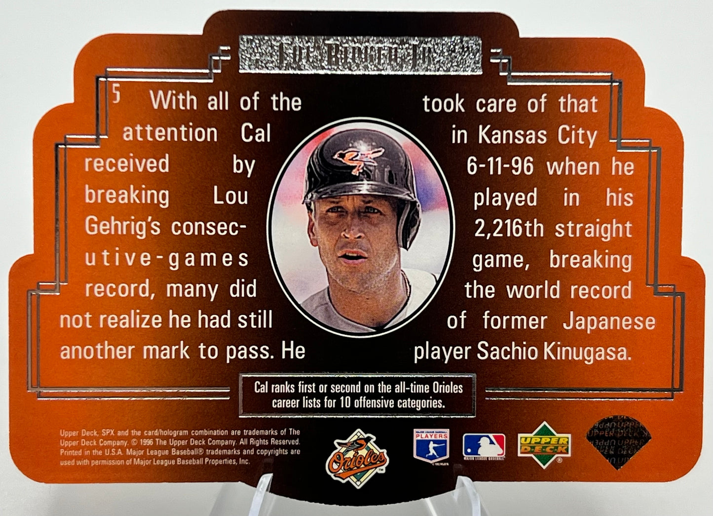 1996 Upper Deck SPX Holoview Die-Cut Cal Ripken Jr Baseball Card