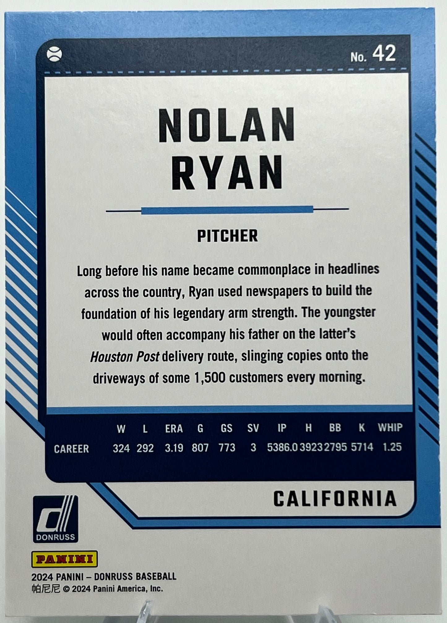 2024 Donruss Nolan Ryan Green Laser Parallel Baseball Card