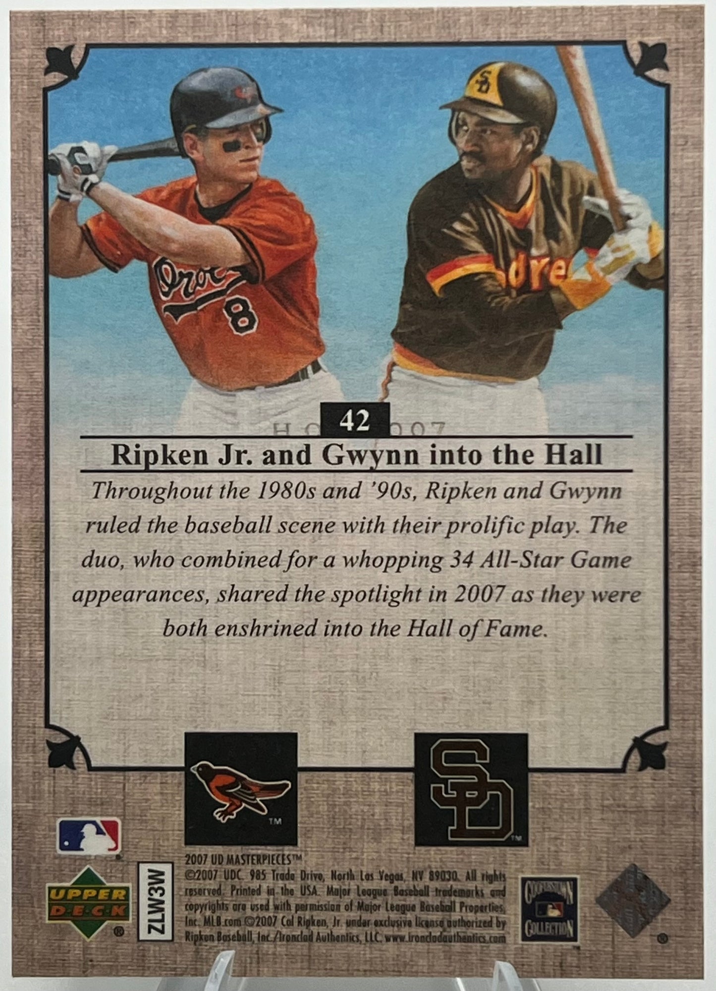2007 Upper Deck Masterpieces Cal Ripken Jr/ Tony Gwynn Baseball Card