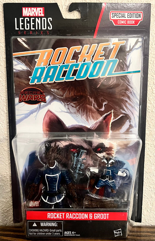 Marvel Legends Rocket Raccoon & Groot Action Figure Set with Comic