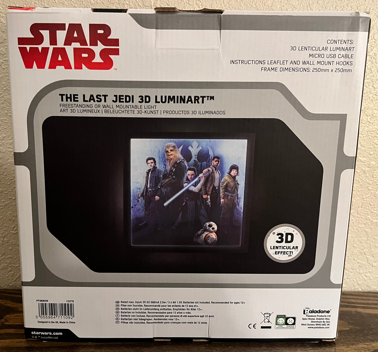 Star Wars The Last Jedi 3D Art Light Up Luminart Picture Frame