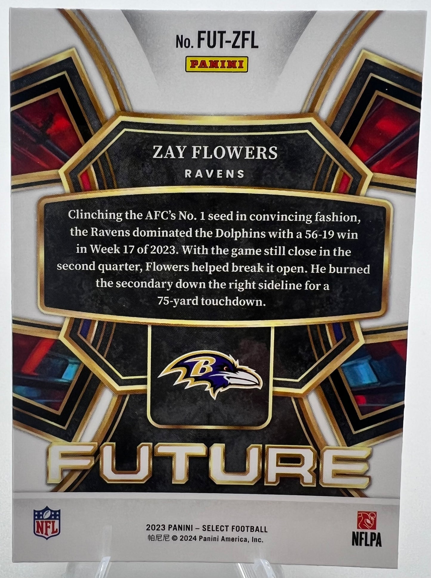 2023 Panini Select Select Futures Zay Flowers Rookie Football Card #FUT-ZFL