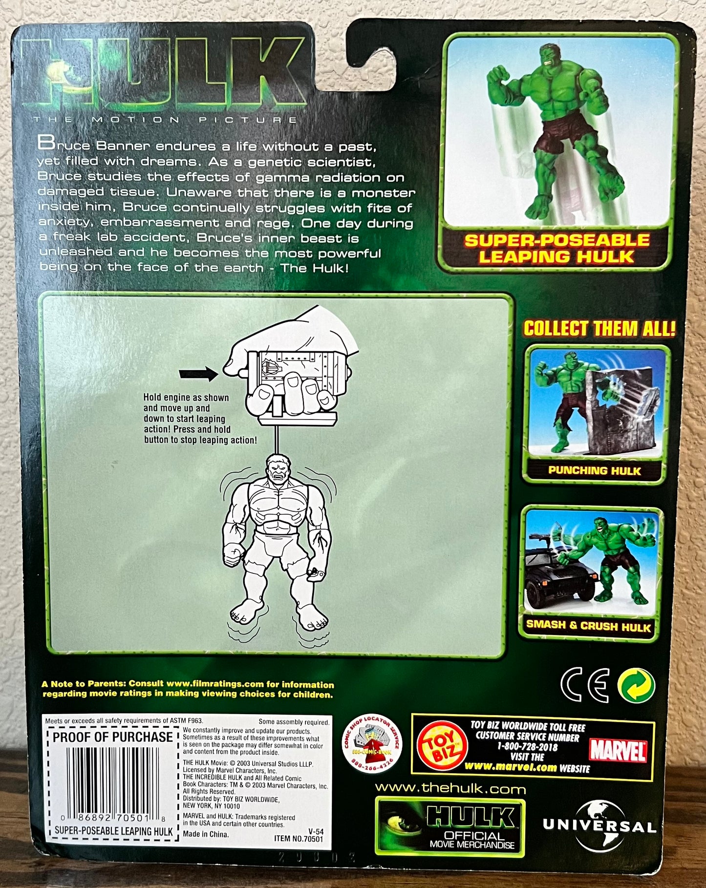 Super Poseable Leaping Hulk w/Real Leaping Bungee Cord 2003