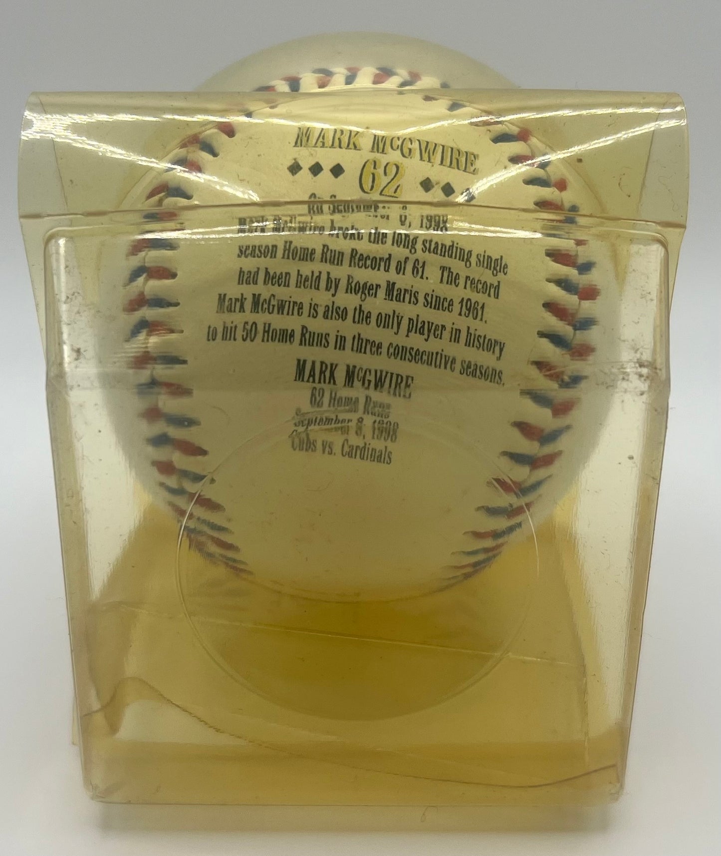 1998 Mark McGuire 62 Home Run Commemorative Baseball In Holder