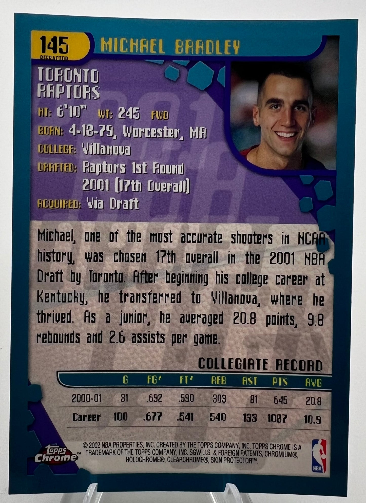 2001-02 Topps Chrome Refractor Michael Bradley Rookie Basketball Card