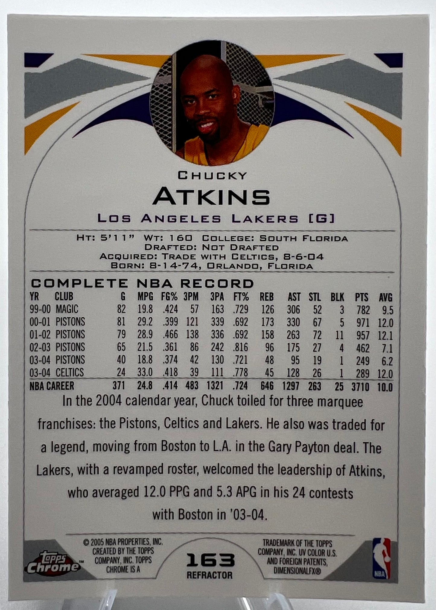 2004-05 Topps Chrome Refractor Chucky Atkins Basketball Card