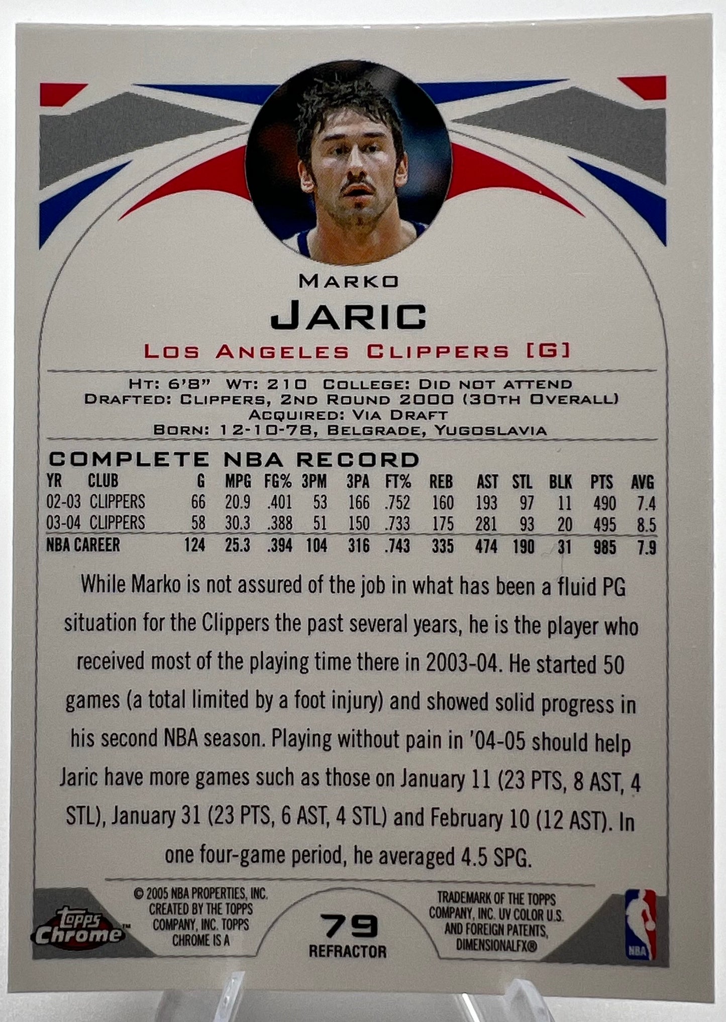2004-05 Topps Chrome Refractor Marko Jaric Basketball Card