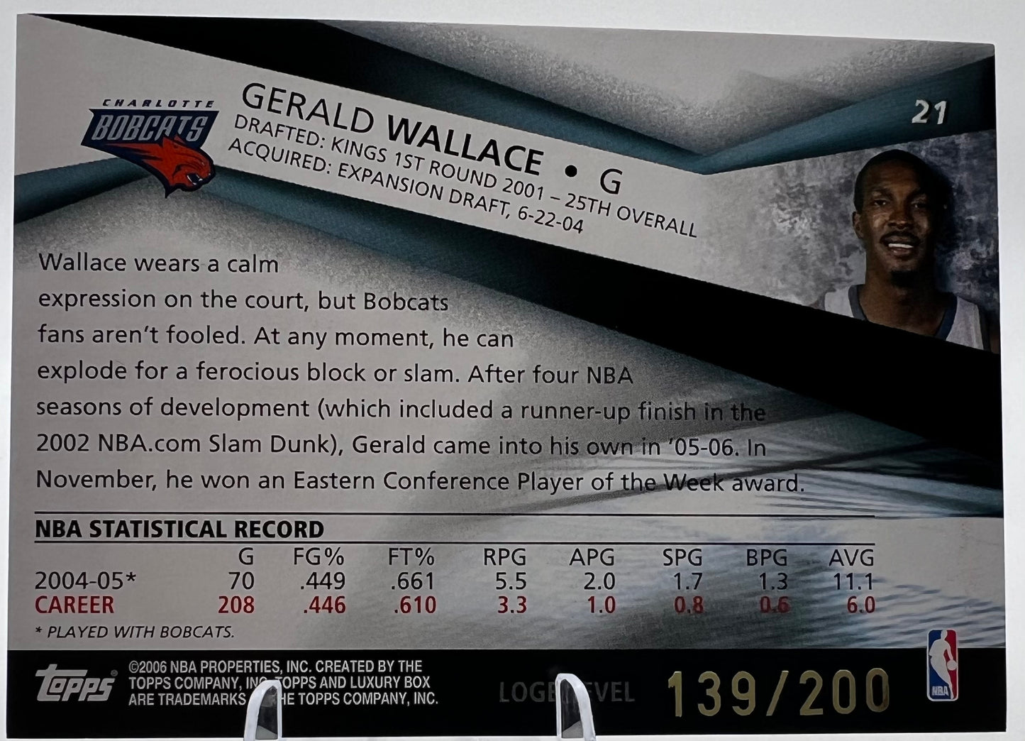 2005-06 Topps Luxury Box Gerald Wallace Basketball Card #139/200