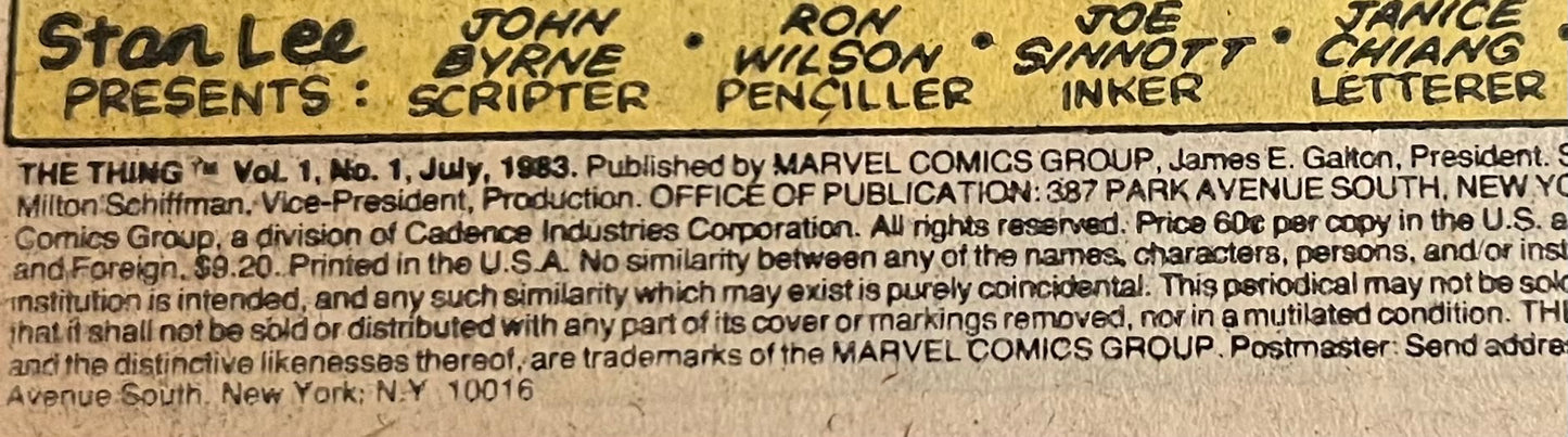 The Thing #1 1983 The Origin of Ben Grimm