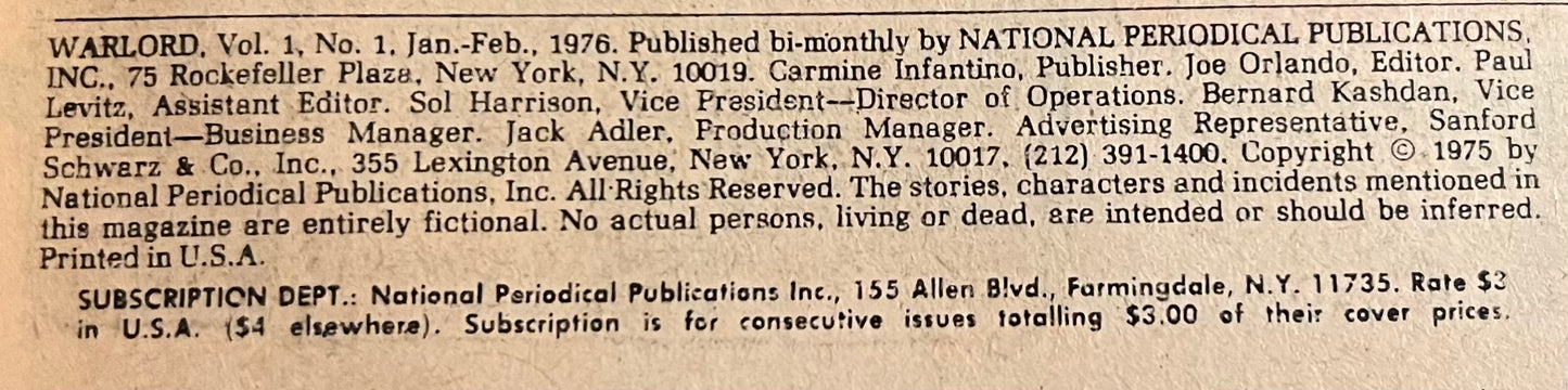 Warlord #1 1976
