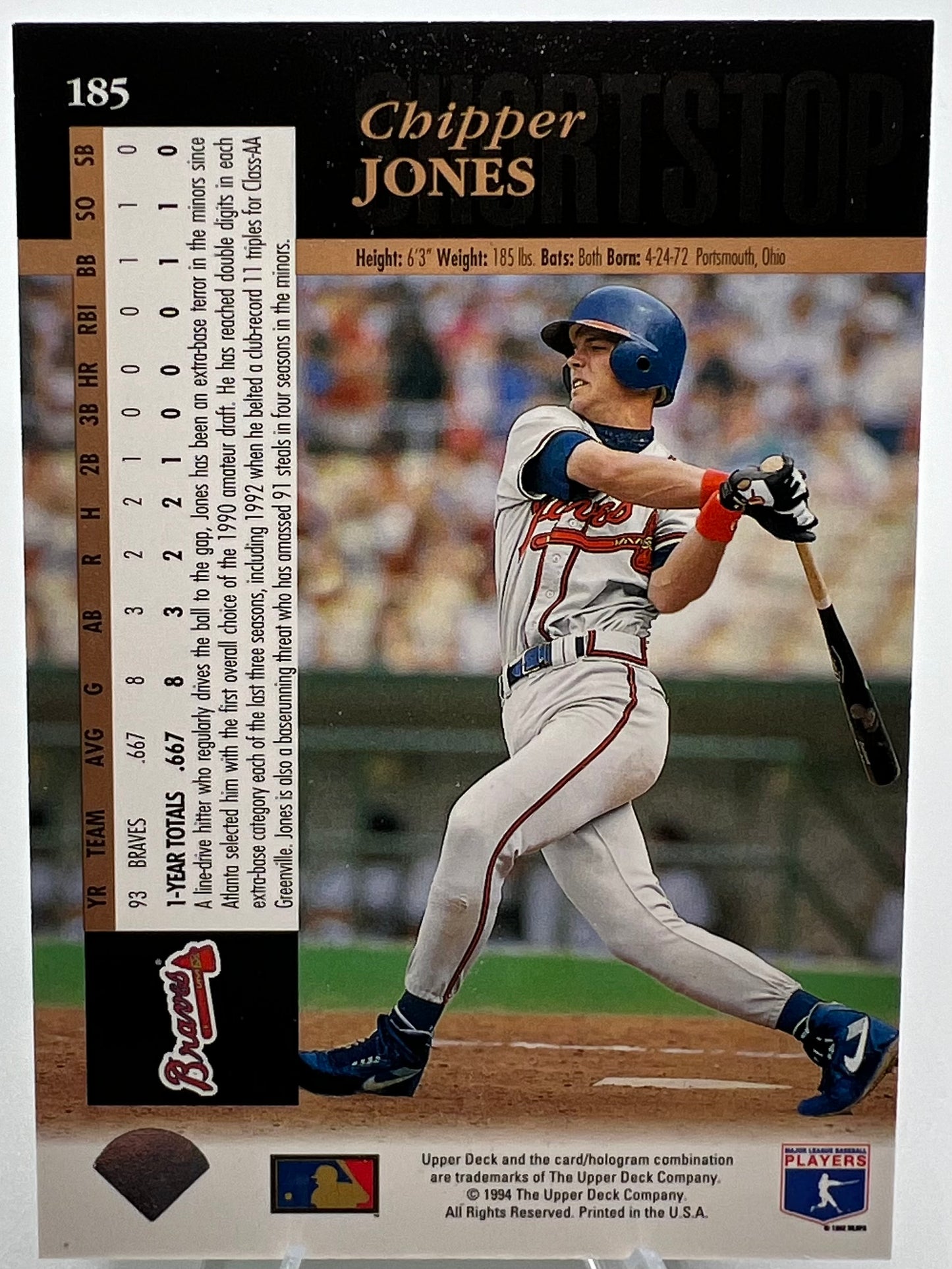 1994 Upper Deck Chipper Jones Electric Diamond Edition Baseball Card