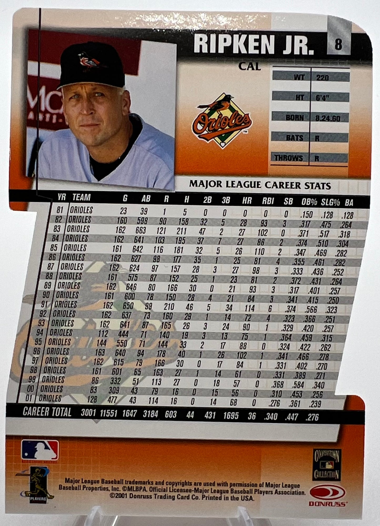 2002 Donruss Fan Club Cal Ripken Jr Die-Cut Baseball Card