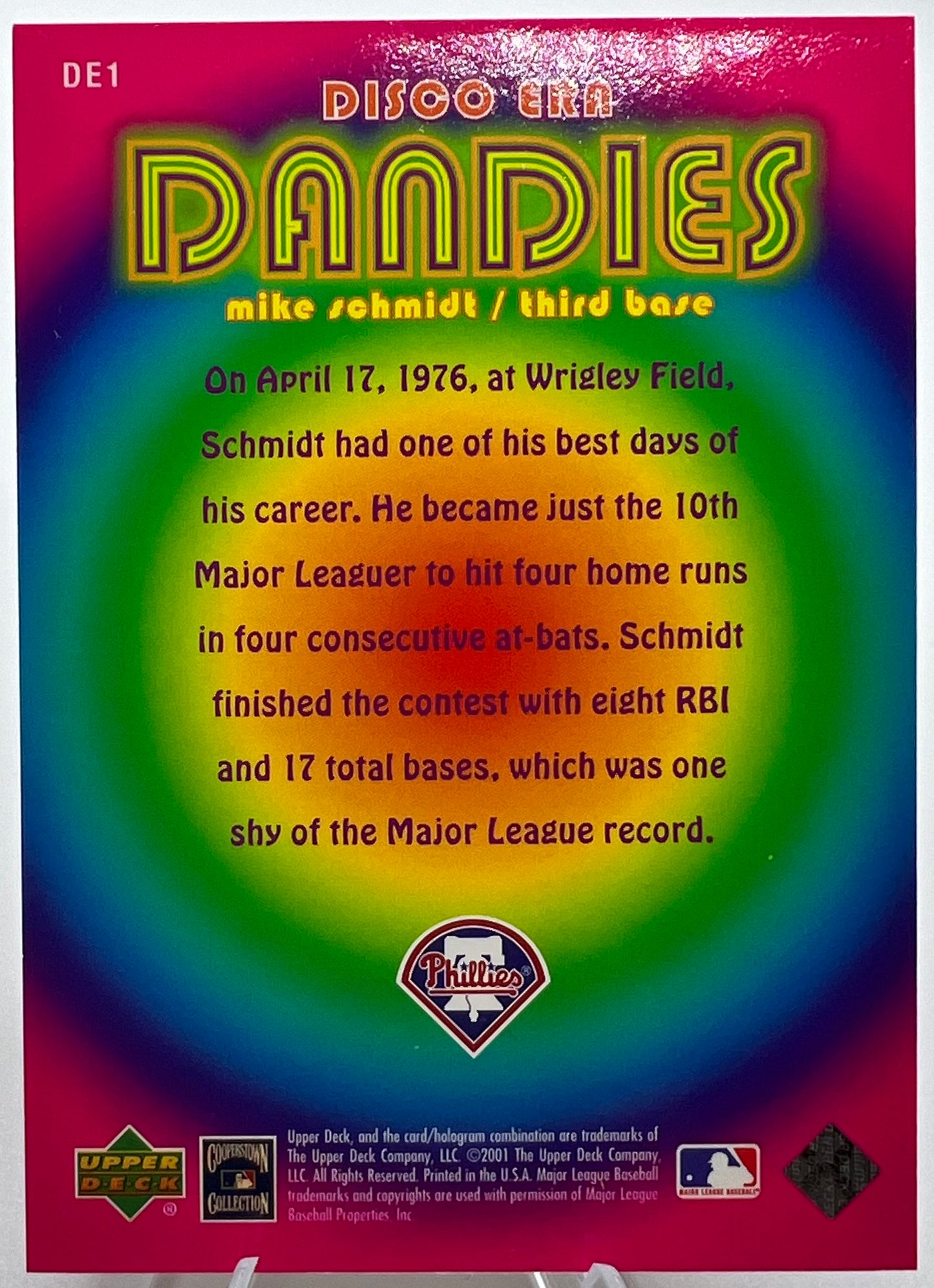 2001 UD Decade 1070's Disco Era Dandies Mike Schmidt Baseball Card