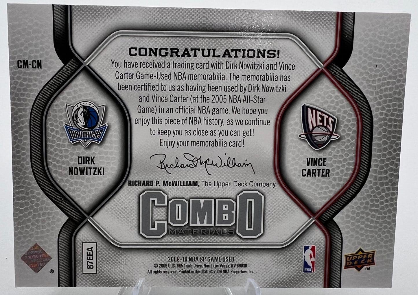 2009-10 SP Game Used Combo Materials Dirk Nowitzki & Vince Carter 184/499