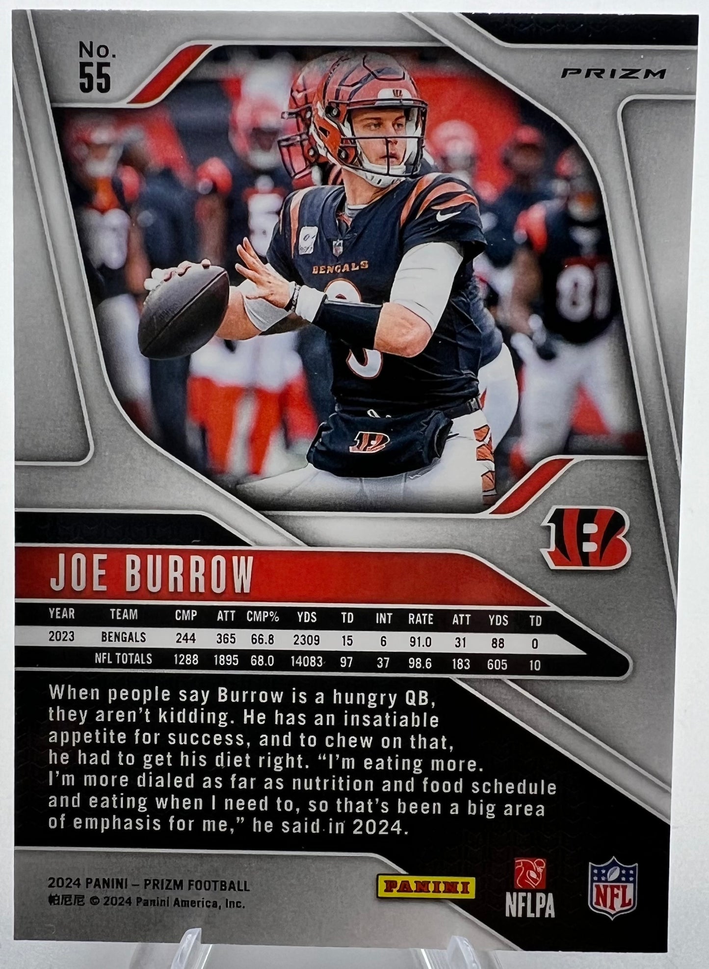 2024 Panini Prizm Joe Burrow Red, White, & Blue Prizm Football Card