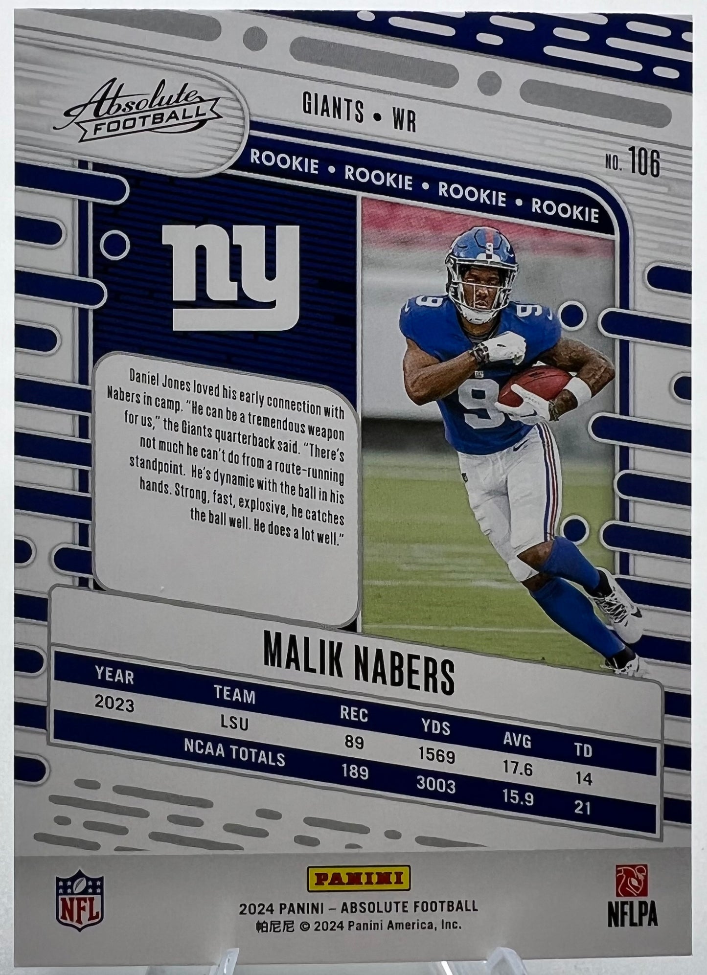 2024 Panini Absolute Malik Nabers Foil Rookie Football Card