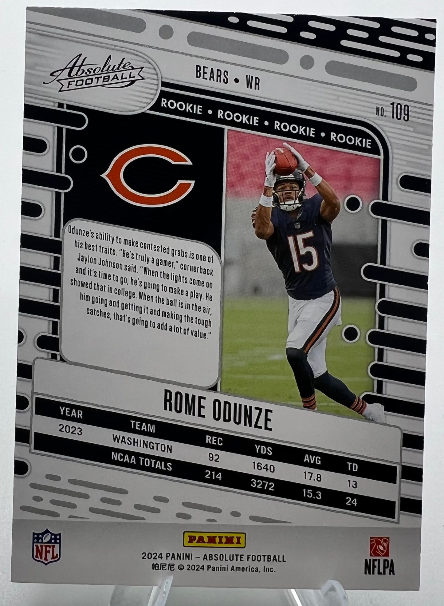 2024 Panini Absolute Rome Odunze Foil Rookie Football Card