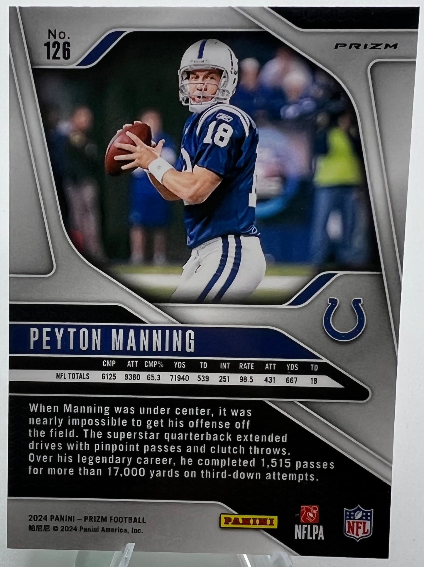 2024 Panini Prizm Peyton Manning Green Wave Prizm Football Card