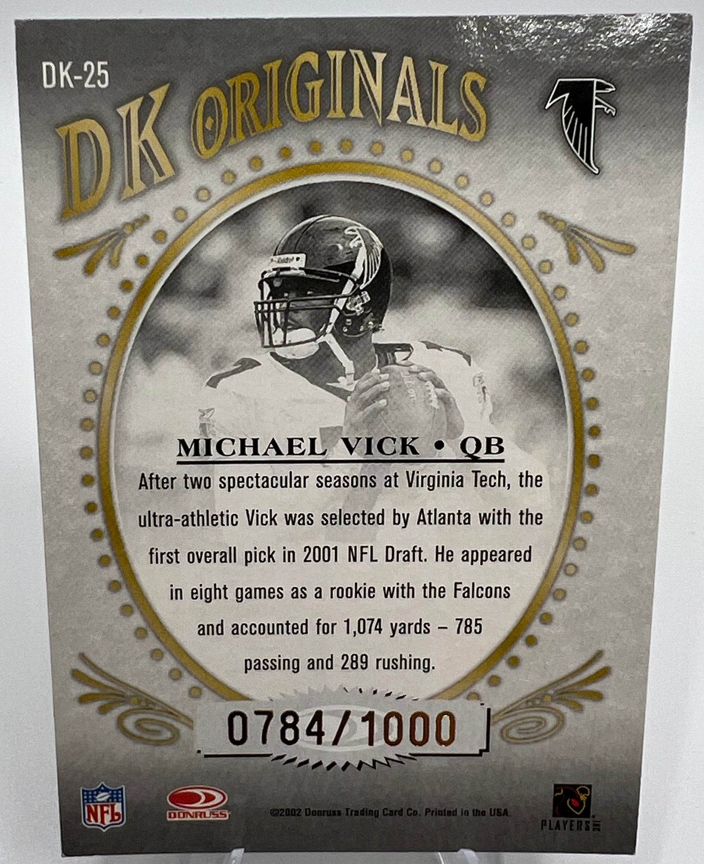 2002 Donruss Gridiron Kings Diamond King Originals Michael Vick Football Card #784/1000
